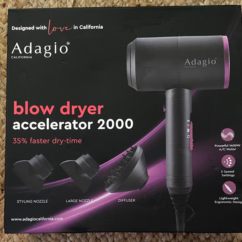 Adagio California Black and Pink Blow Dryer Accelerator 2000